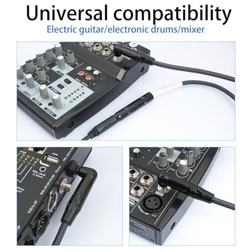 6FT 6.35mm Right Angle TS Male to 6.35mm 1/4 Inch TS Female Cable, 6.35mm 1/4 Mono Male to Female Connector for Bottom Plug Guitar/V-Shape Guitar/Front Facing Jack Guitar-1Pack - color: 6FT Grey*1