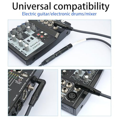 6FT 6.35mm Right Angle TS Male to 6.35mm 1/4 Inch TS Female Cable, 6.35mm 1/4 Mono Male to Female Connector for Bottom Plug Guitar/V-Shape Guitar/Front Facing Jack Guitar-1Pack - color: 6FT Grey*1