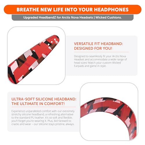 WC HeadbandZ Arctis Nova - Upgraded Silicone Headband for Arctis Nova Headsets by Wicked Cushions - Enhanced Flexibility, Comfort, and Style with Matching Earpad Designs | Red Prism - color: Red Prism