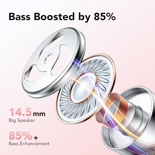 Ear buds Wireless Earbuds Bluetooth 5.3 Headphones 60hrs Playtime with Digital Display Sports Wireless Headphones with Earhook Deep Bass IPX7 Waterproof Over-Ear Earbuds for Android iOS Workout Rose - color: Rose