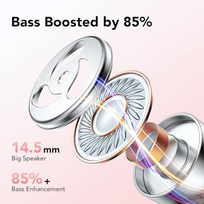 Ear buds Wireless Earbuds Bluetooth 5.3 Headphones 60hrs Playtime with Digital Display Sports Wireless Headphones with Earhook Deep Bass IPX7 Waterproof Over-Ear Earbuds for Android iOS Workout Rose - color: Rose