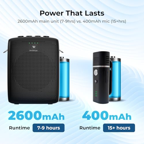 WinBridge Portable Voice Amplifier with Bluetooth Lavalier Microphone,Teacher Mic with Speaker,Wireless Lapel Amplifier for Teachers, Clip On Microphone System Bluetooth Speaker,Mini Megaphone WB006