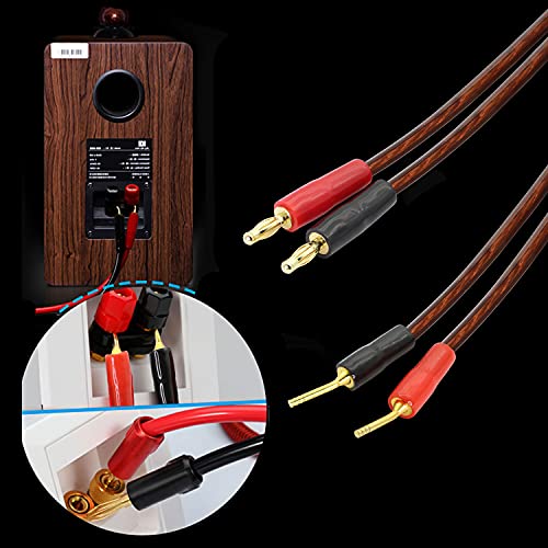 XMSJSIY HiFi OFC Speaker Cable with Banana Plug to Pin Type Plug, 4mm Banana Plug to 2mm Plug Speaker Jumper Cable for Amplifier Application Subwoofer Mixer -2M (6.56 ft)-2pcs