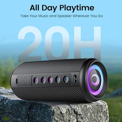Portable Bluetooth Speaker, 2026 Bluetooth 5.4 Wireless Speaker with 20W HD Loud Stereo Sound, TWS Pairing, 20H playtime, RGB Lights, IP7, Built-in Mic, for Outdoor, Home, Beach, Party, Gift, Black - color: Dark Black