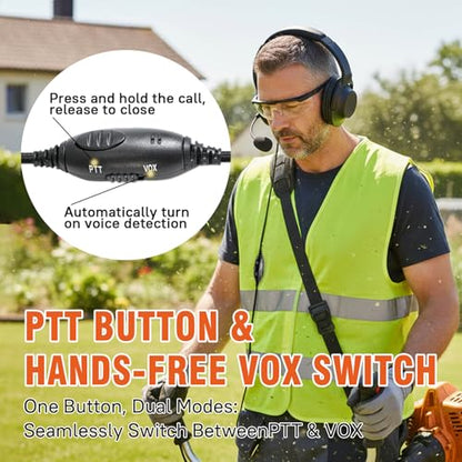 Walkie Talkie Over The Ear Headset Noise Reduction Earmuff Headphone Earpiece with Ptt Boom Mic for Baofeng Retevis Sancom Kenwood uv5r uv 5r uv-5r rt21 rt22 2 Pin Radio(Big Earmuffs Biaural)