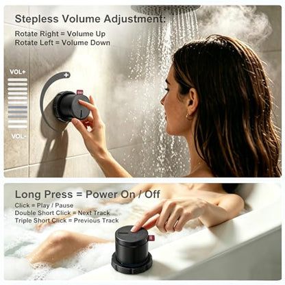 EWA Shower Speaker, Magnetic Portable Bluetooth Speaker with Phone Stand,Metal Portable Wireless Mini Speakers Waterproof with Rotary Control,for Bathroom Gym Home, Birthday Gifts (Black) - color: Black