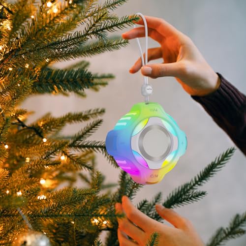 comiso Bluetooth Shower Speaker, IPX7 Waterproof Speaker with Robust Bass | Portable Speaker with LED Light, Floating, Stereo Sound, 2000mAh, Lanyard, Great for Kayak, Travel, Beach, Gift for All Ages - color: Crystal