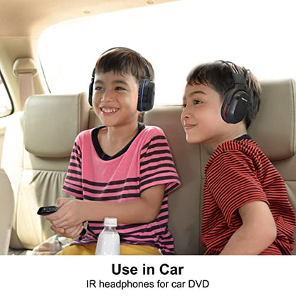 SIMOLIO 4 Pack IR Headphones for Car DVD, Wireless Car Headphone for Kids, Not Bluetooth, Dual Channel Universal Infrared Headphonefor uConnect VES, Dodge, Honda Odyssey, Town and Country, GMC Yukon