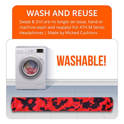 WC BandZ V2 - Headband Cover for Audio Technica ATH M50X & M50XBT | Made by Wicked Cushions | Also fits ATH M50, M40X & More, Machine Washable, No More Flaking Leather | Red Camo - color: Red Camo
