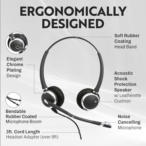 INNOTALK Pro Binaural Noise Cancel Headset Compatible with Avaya 1408-9508 & Merlin Magic 4406-4424 - Modern, Dark Gray, Wired, Corded Headset for Avaya IP Phones - size: Pro Binaural