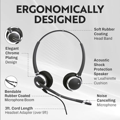 INNOTALK - Cisco Phone Headset, Pro Binaural Wired Headset with Microphone + Quick Disconnect Headset Adapter, Wired Headphones, Works for Most Cisco Phones, Cost Effective Corded Headset - size: Pro-Binaural