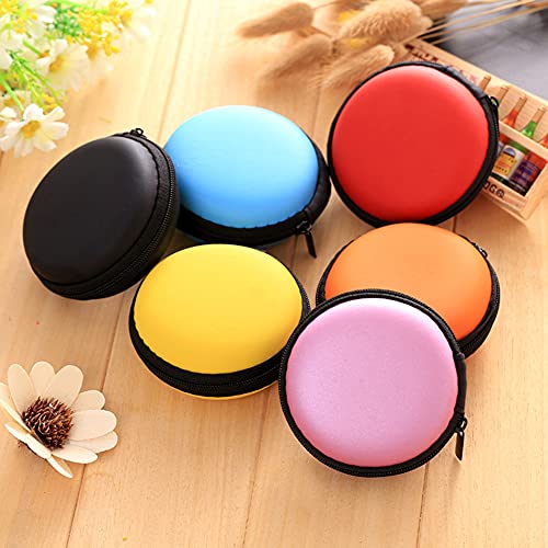 AKOAK 6 Pcs Portable Round Earphone Storage Box USB Data Cable Hard Disk Zipper Bag Storage Bag
