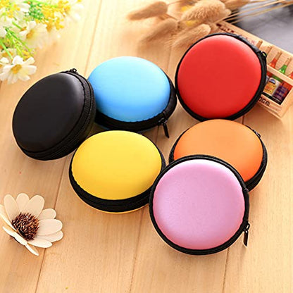 AKOAK 6 Pcs Portable Round Earphone Storage Box USB Data Cable Hard Disk Zipper Bag Storage Bag