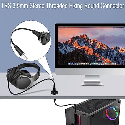 QIANRENON TRS 3.5mm Stereo Threaded Fixing Round Connector 1/8 TRS Male to Female Short Cable Panel Mount Headphone Adapter for Microphones Headphone - style: Male