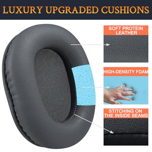 SOULWIT Earpads Replacement for Audio Technica ATH M50X M50XBT M50RD M40X M30X M20X MSR7 SX1 Monitor Headphones, Ear Pads Cushions with Softer Protein Leather, High-Density Foam - Grey - color: Grey