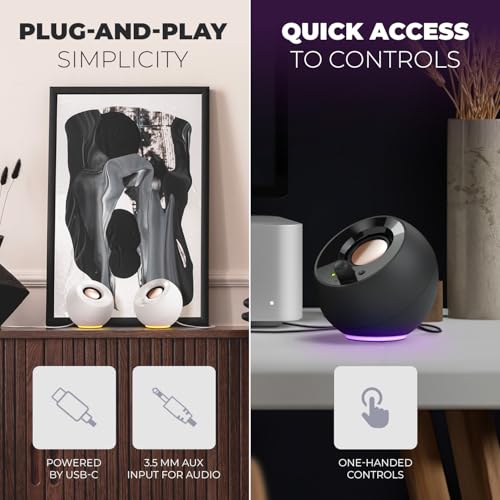 Creative Pebble SE 2.0 Desktop Speakers for PC/Laptop, White | 2.0 speakers, USB-Powered, Compact, Stereo, Desktop Speakers, PC Audio, Minimal Design, Laptop Speakers, White
