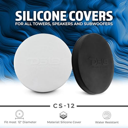 DS18 Hydro CS-12/BK 12" Silicone Marine Speaker Cover - Sun, Water, Dust Protection - Special Edition (Pair) - color: Black, size: 12 Inches