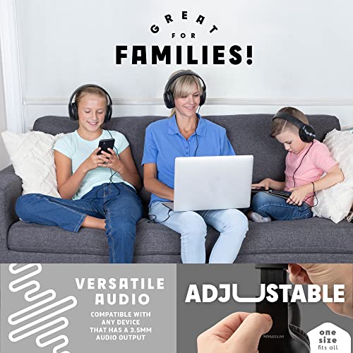 Sonitum Bulk Kids Headphones for School with Microphones - 5-Pack On-Ear 3.5mm Wired Headphones for Schools -Comfy Wired Kids Headphones with in-Line Mics – School Headphones for Kids - color: Black
