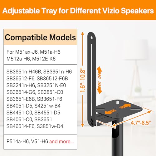 Heavy-Duty Bookshelf Speaker Stands for Vizio Speaker Stands Pair with Vizio Soundbar Mount for Surround Sound - Adjustable Floor Speaker Stands for Vizio Rear Speaker Stands with Cable Management