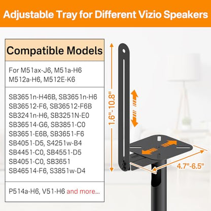 Heavy-Duty Bookshelf Speaker Stands for Vizio Speaker Stands Pair with Vizio Soundbar Mount for Surround Sound - Adjustable Floor Speaker Stands for Vizio Rear Speaker Stands with Cable Management