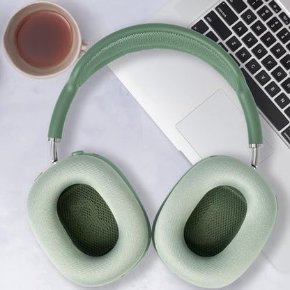 GEVO Upgraded Ear Cushions Replacement Earpads for AirPods Max 1 & 2 Headphones, Mesh Fabric Ear Pads Ear Covers Cups with Memory Foam and Magnet for AirPods Max 1 & 2 (Green) - color: Green
