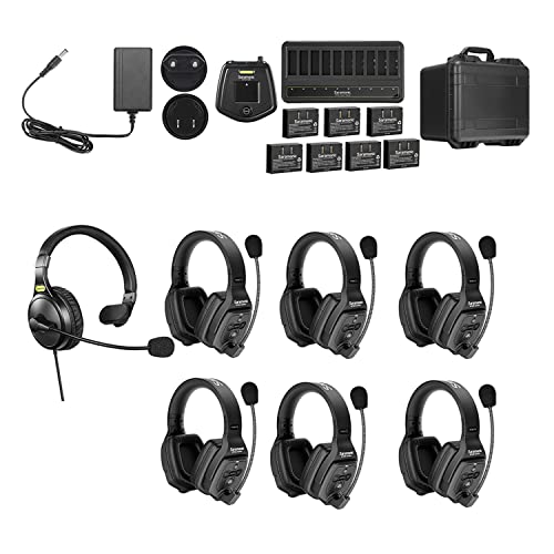 Saramonic WiTalk-WT7D Wireless Intercom Headset System, 7-Person Full-Duplex 1.9GHz Wireless Dual-Ear Communication Headsets with Hub & Custom Hard Case - size: 7-Person Dual-Ear System