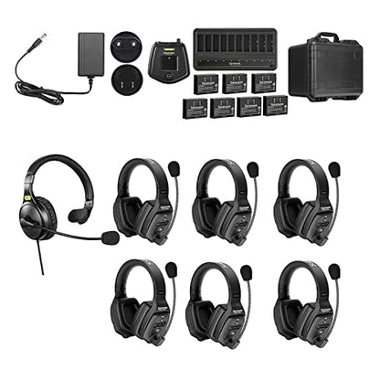 Saramonic WiTalk-WT7D Wireless Intercom Headset System, 7-Person Full-Duplex 1.9GHz Wireless Dual-Ear Communication Headsets with Hub & Custom Hard Case - size: 7-Person Dual-Ear System