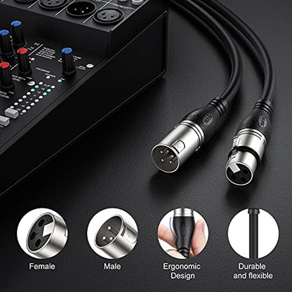 EBXYA XLR Cable 25ft 2 Packs Microphone Cable with 3-Pin XLR Male to Female | Balanced, Professional Shielded, for Mic, Mixer, Speaker Systems, Radio Station and Podcast, Black - color: Black, size: 25 Feet-2 Pack