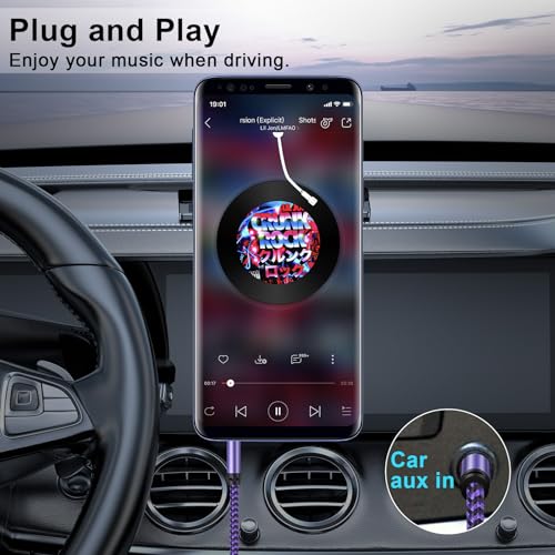 3.5mm Audio Cable,5FT 2Pack Aux Cord 3.5 mm Male to Male Car Stereo Jack Cord TRS Auxiliary Audio Cable Hi-Fi Sound Headphone Braided Cable for Samsung, iPhone,iPad,Home Stereos,Speakers,Tablets