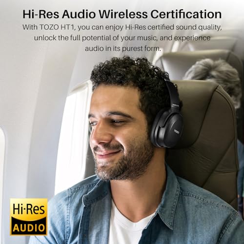 TOZO Hybrid Active Noise Cancelling Headphones, Wireless Over Ear Bluetooth Headset, 40H Playtime, Hi-Res Audio Custom EQ via App Deep Bass Comfort Fit Ear Cups, for Home Office Travel Black - color: Glossy Black