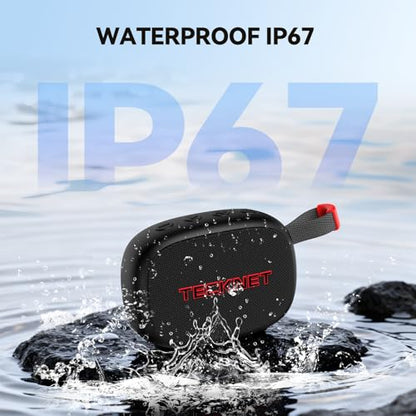 TECKNET Portable Bluetooth Speaker, IP67 Waterproof Speaker with Stereo Sound, Up to 30H Playtime, Magnetic Design, BT 5.4, TWS Pairing Small Bluetooth Speaker for Home/Party/Outdoor/Travel - color: Black