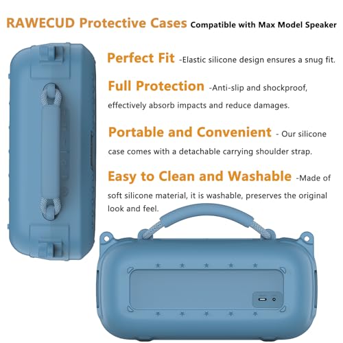 Protective Case for Bose SoundLink Max Portable Bluetooth Speaker | Accessories Hard Carrying Case and Silicone Cover Combo with Carrying Strap (Blue Dusk) - color: Blue Dusk