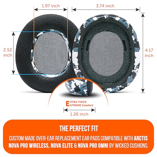 WC Freeze Nova Pro Wireless - Earpads for Arctis Nova Pro Wireless & More | Made by Wicked Cushions | Also fits SteelSeries Nova Elite & Nova Pro Omni(Doesn't Fit Other Models) | Snow Camo - color: Snow Camo