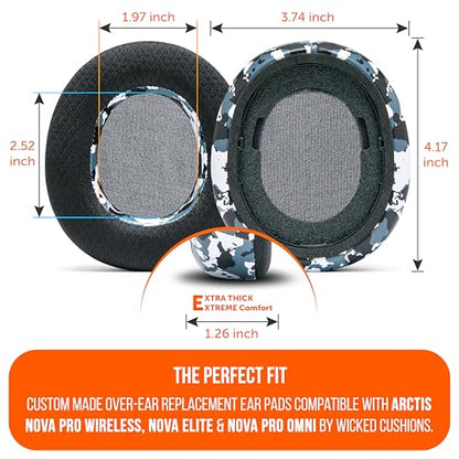 WC Freeze Nova Pro Wireless - Earpads for Arctis Nova Pro Wireless & More | Made by Wicked Cushions | Also fits SteelSeries Nova Elite & Nova Pro Omni(Doesn't Fit Other Models) | Snow Camo - color: Snow Camo