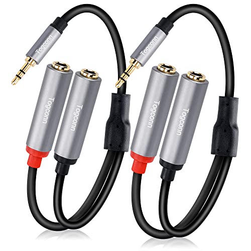 3.5mm to Dual 6.35mm Y-Adapter Splitter 0.6 Feet,3.5mm 1/8 Inch TRS Stereo Male to 2 X 6.35mm 1/4 Inch TS Mono Female Y Splitter Audio Cord Converter Connector for Phone, PC, Computer Sound Card-2Pack - size: 2 Pack, style: 3.5(male) to dual 6.35(female)