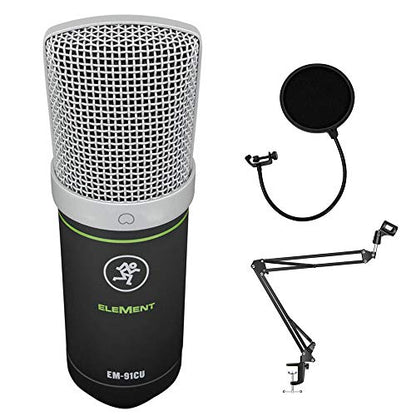 Mackie EM-Series, Large Diaphragm USB Condenser Microphone with Headphone Output and Mute (EM-91CU+), Black - size: USB, style: Large Diaphragm Condenser Plus