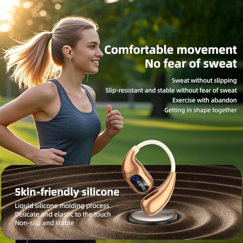 Wireless Earbuds for Workout/Running, Sports Bluetooth 5.4 Headphones,IPX7 Waterproof,Fast Charging,40Hrs Playtime Ear Buds with LED (Gold) - color: GOLD