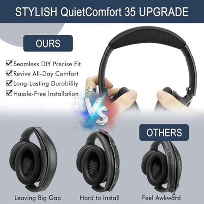 GEVO Headband Cover for Bose QC35 & QC35 ii & QC45 - Black - color: Black