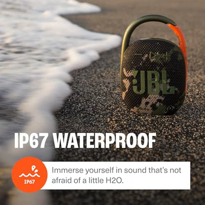 JBL Clip 4 - Portable Mini Bluetooth Speaker, big audio and punchy bass, integrated carabiner, IP67 waterproof and dustproof, 10 hours of playtime, speaker for home, outdoor and travel (Squad) - color: Squad