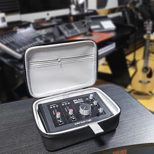 Musiin Custom Audio Interface Case Compatible with SSL2+ MKII OTG(Grey) | Fitted EVA hardshell case with soft lining, handle and dual zippers. - color: SSL2 Grey