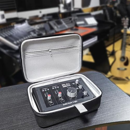 Musiin Custom Audio Interface Case Compatible with SSL2+ MKII OTG(Grey) | Fitted EVA hardshell case with soft lining, handle and dual zippers. - color: SSL2 Grey