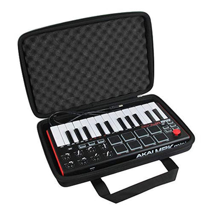 Hermitshell Hard Travel Case for Akai Professional MPK Mini MK3 25 Key USB MIDI Keyboard Controller (Black) - color: Black