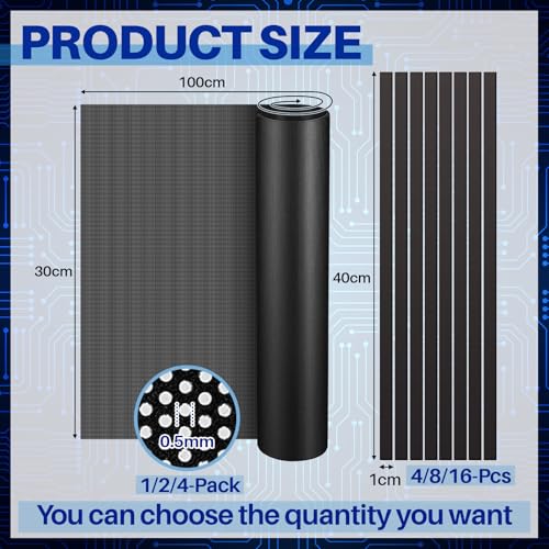 Woanger 2 Pcs 1000 x 300 mm DIY PC Case Dust Filter 0.5 mm High Airflow Hole PC Fan Mesh Filter Air Vent Covers PVC Dustproof Cover with 8 Magnetic Strip for Computer Chassis Speaker and More, Black