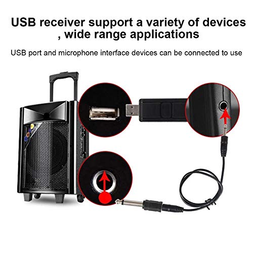 Tangxi VHF Microphone, Universal Handheld Karaoke Mic Speaker, Over 110 DB Outdoor Indoor Cordless Microphone System with USB Reciver for Singing, Karaoke, Speech,