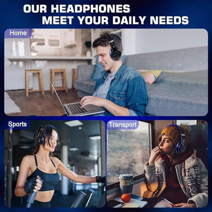 6S Bluetooth Headphones Over-Ear, Hi-Fi Stereo Foldable Wireless Stereo Headsets Earbuds with Built-in Mic, Volume Control, FM for iPhone/Samsung/iPad/PC (Blue) - color: Blue