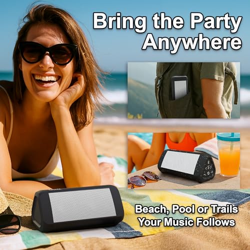 OontZ Angle 3 Ultra Gen 4 Bluetooth Speaker, 14W, 20Hr Playtime, IPX7 White | 14W Bluetooth speaker with fuller bass, 100-ft range, IPX7 waterproof and stereo pairing. - color: Black w/ White Grille