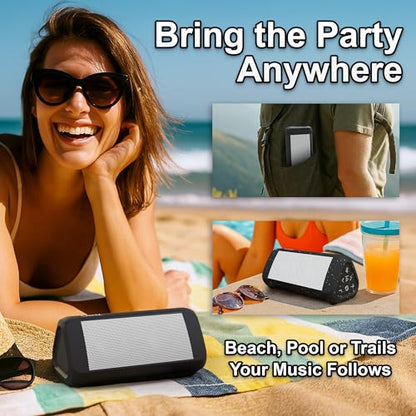 OontZ Angle 3 Ultra Gen 4 Bluetooth Speaker, 14W, 20Hr Playtime, IPX7 White | 14W Bluetooth speaker with fuller bass, 100-ft range, IPX7 waterproof and stereo pairing. - color: Black w/ White Grille