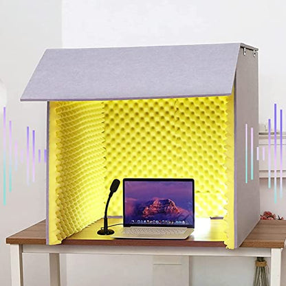 Soundproof Booth Desktop Partition 60cm Portable Studio Enclosure for Noise Reduction in Home and Bedroom (Yellow) - color: Yellow