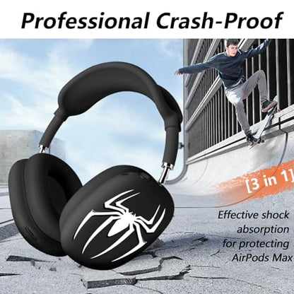 3-in-1 Silicone Case Cover for AirPods Max 2/AirPods Max Headphones, Apple AirPod Max Accessory Protective Cover, Headband/Ear Cups/Ear Pad Covers, Anti-Scratch and Sweatproof - color: Black