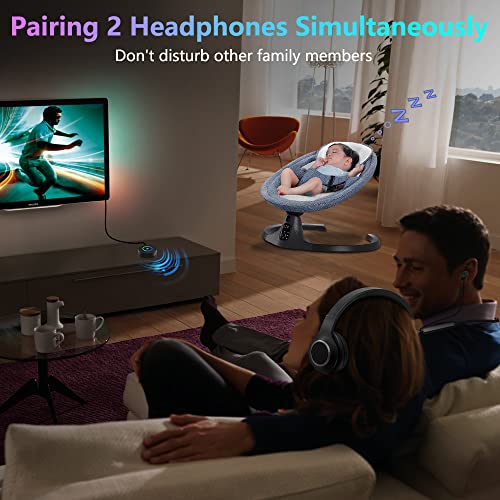 Golvery Bluetooth V5.3 Transmitter Receiver for TV to 2 Wireless Headphones | aptX Low Latency/FaseStream Audio, 2-in-1 3.5mm AUX RCA Bluetooth Receiver Adapter for Home Stereo Airplane Boat Gym 16 Hours